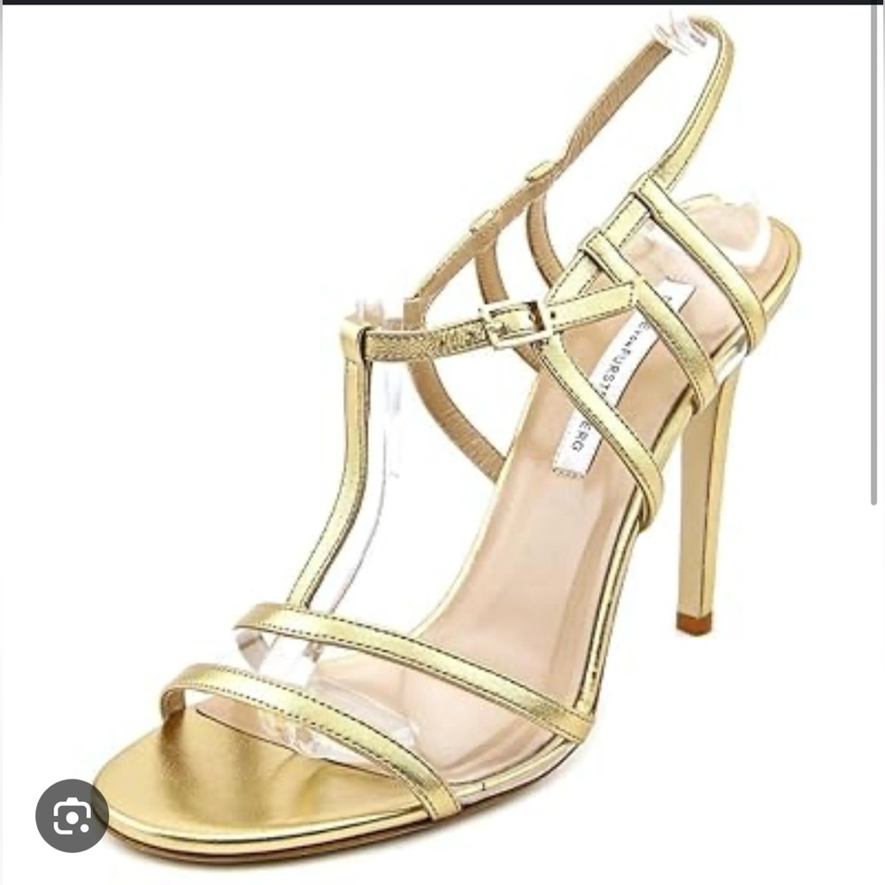 ❤️ NWT Diane Von Furstenberg Gold Strappy Sandals. 91/2 M. MADE IN ITALY